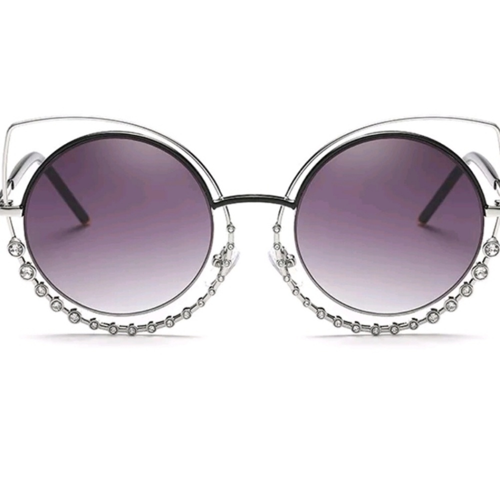 New Luxury Rhinestone Oversized Cateye Sunglasses - Picture 5 of 7